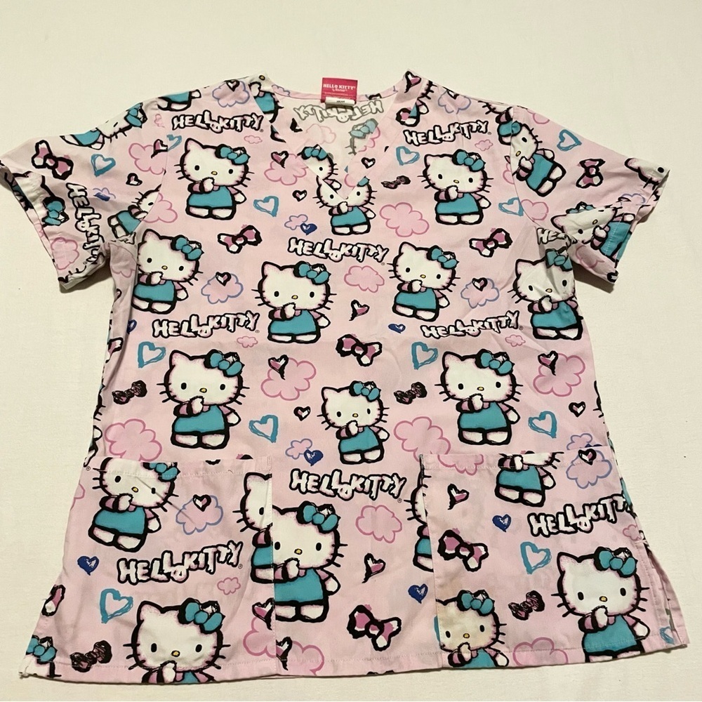 Hello Kitty Pink Scrub Top Tshirt Women’s Size Small